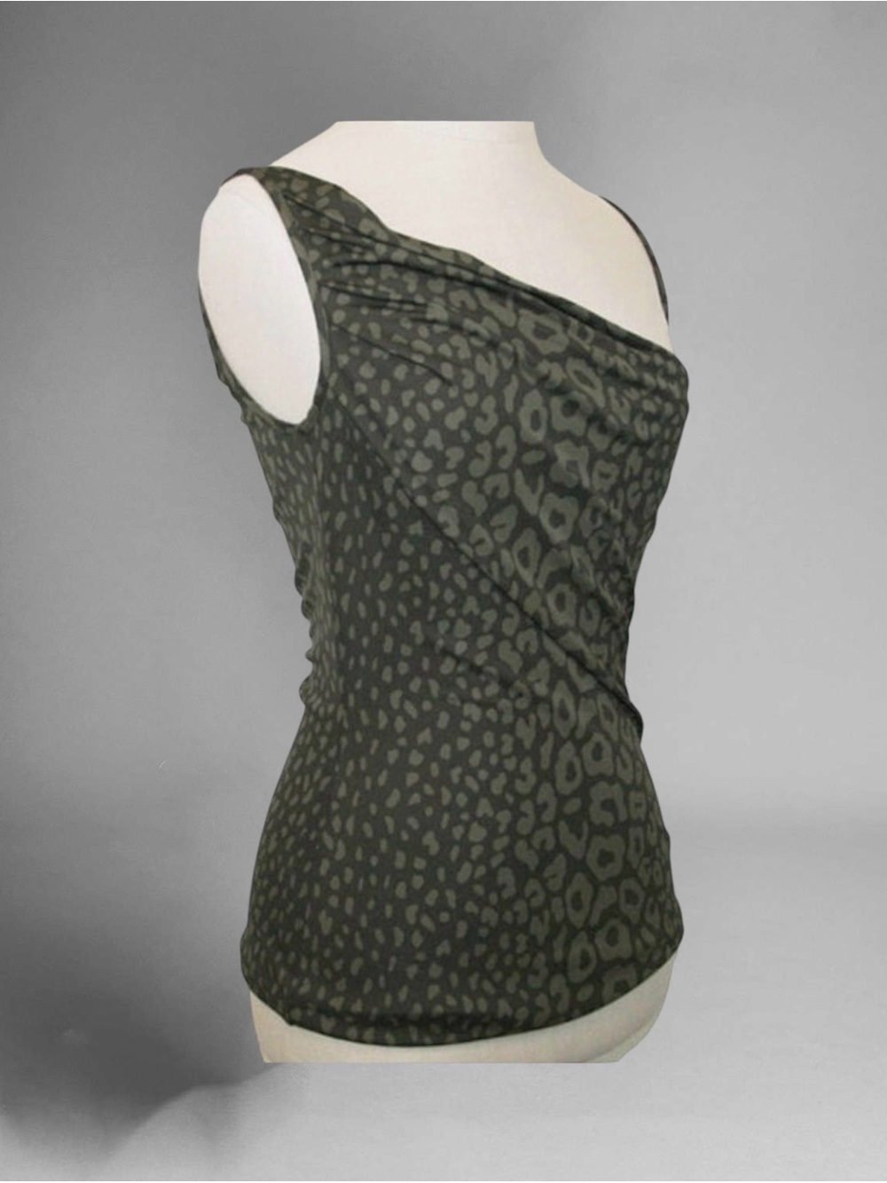 GUCCI Green RUNWAY ANIMAL PRINT Lace-Up Side Jersey Drape Tank Top Size Small